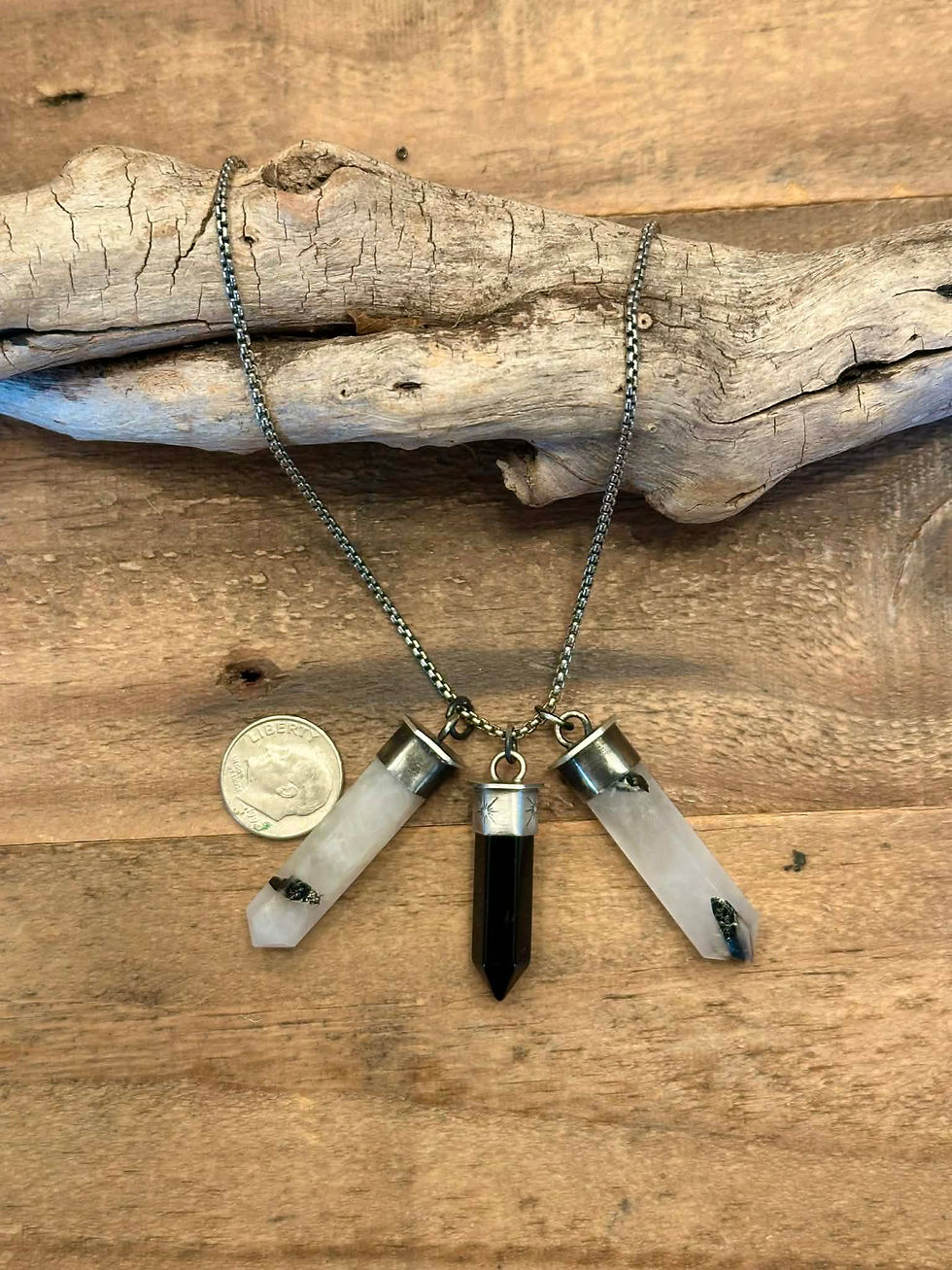 Thumbnail: Protected, Grounded | Tourmalated Quartz & Onyx Pendants
