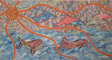 Indigenous piece depicting dolphins at play.