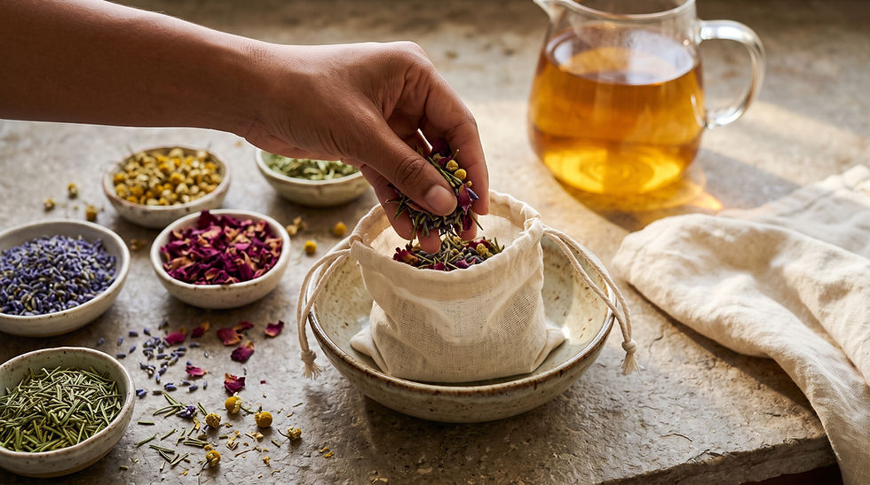 Preparing a botanical infusion for a spiritual bath