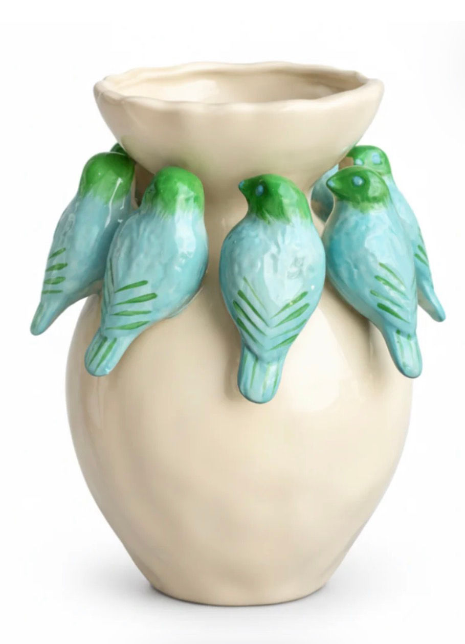 Blue and Green bird vase