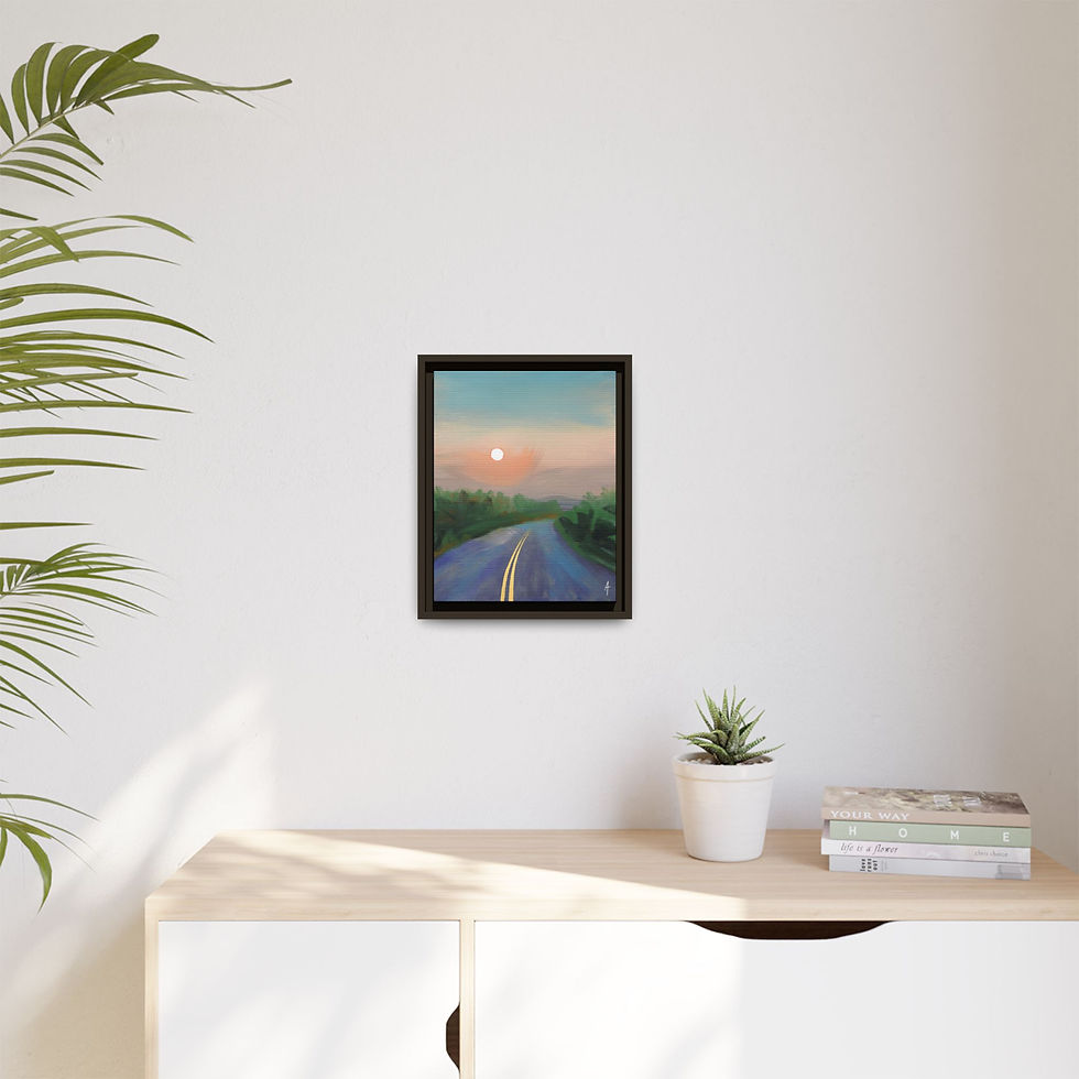 Thumbnail: Sunset Drive Print on Canvas (Framed) 