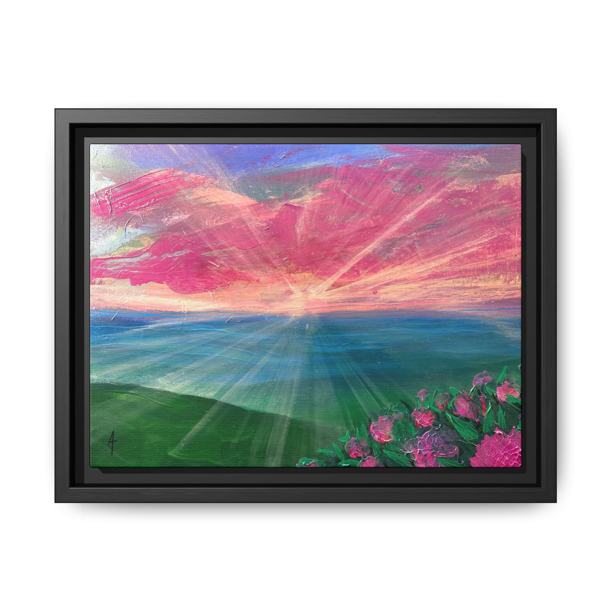 Pink Print on Canvas (Framed) 