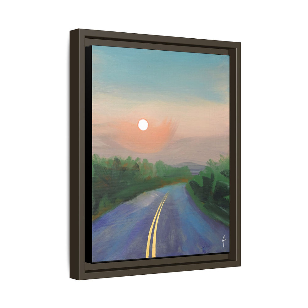 Thumbnail: Sunset Drive Print on Canvas (Framed) 