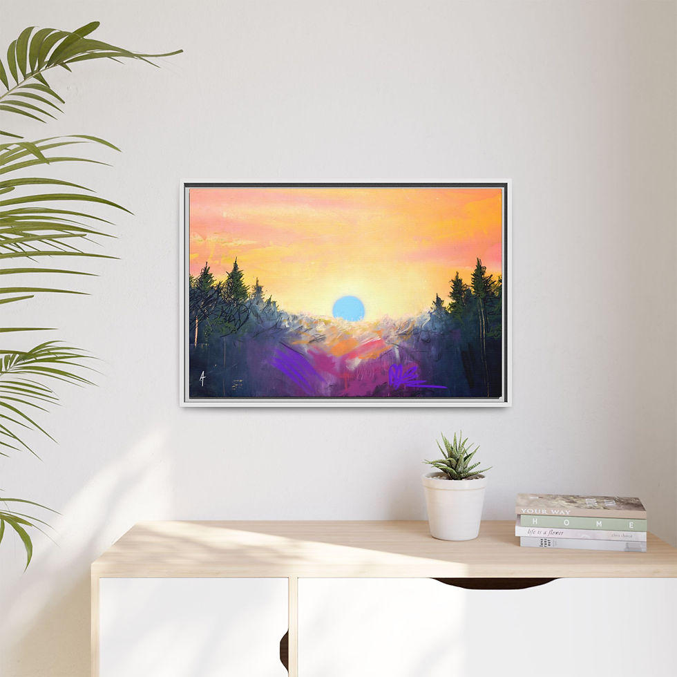 Thumbnail: Big Blue Print on Canvas (Framed) 