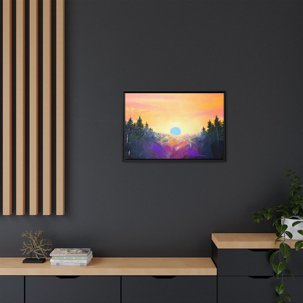 Thumbnail: Big Blue Print on Canvas (Framed) 
