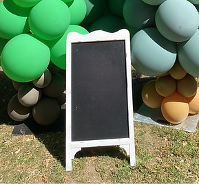 White Chalkboard Easel Rental by Eye Candy Balloons in New Hampshire