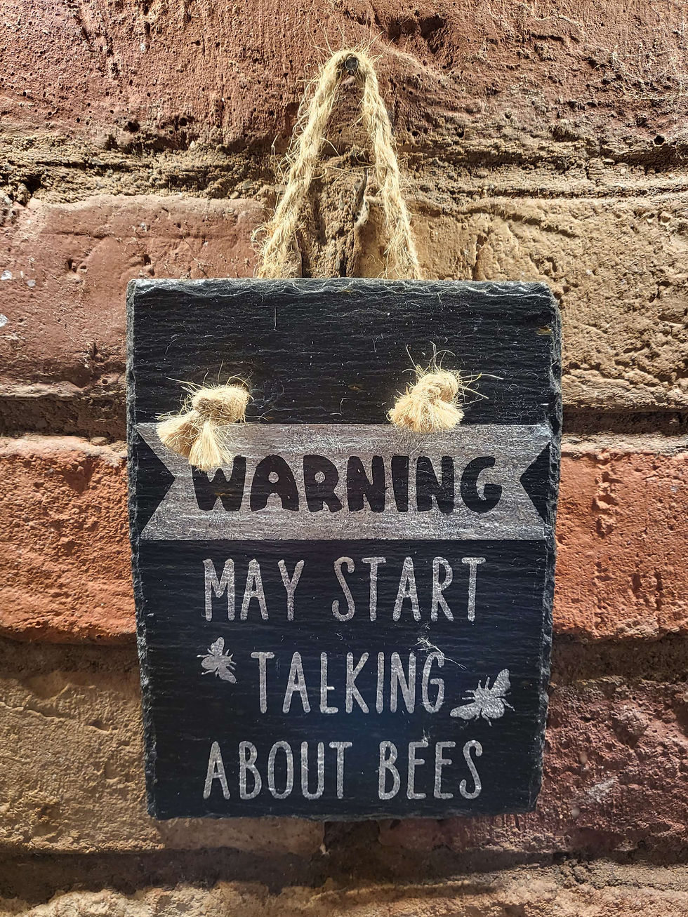 Welsh Slate "Warning May Start Talking About Bees" Sign