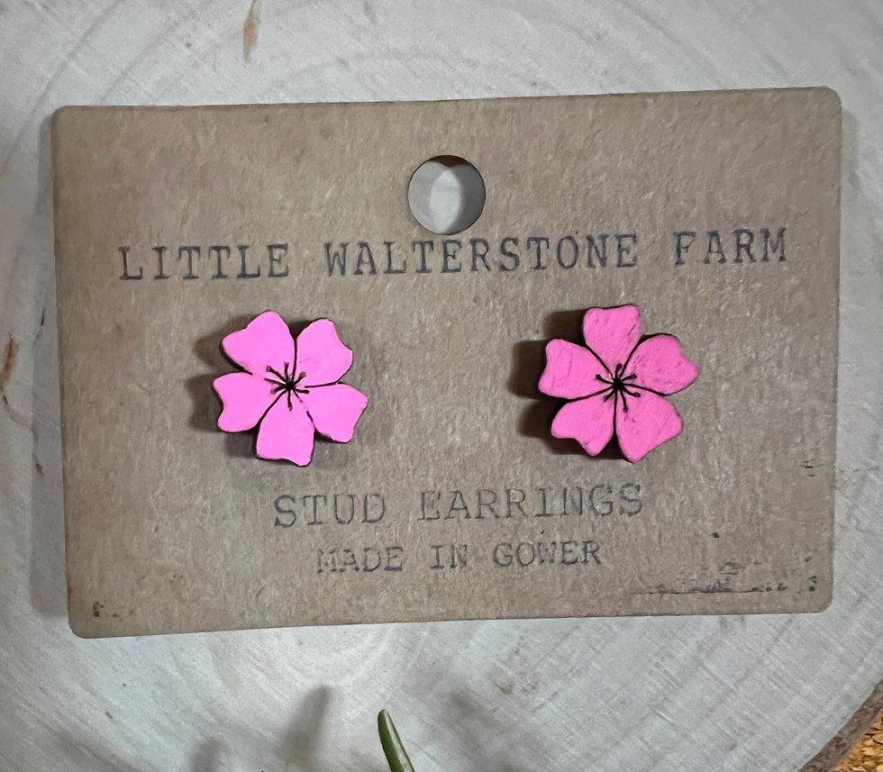 FSC Wood Handpainted Pink Flower Stud
