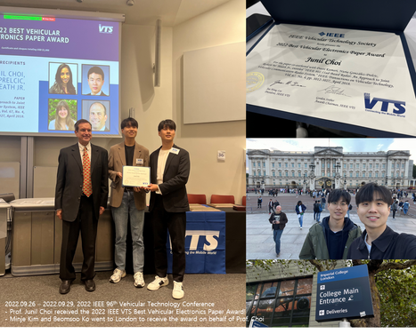 Prof. Junil Choi received the 2022 IEEE VTS Best Vehicular Electronics Paper Award