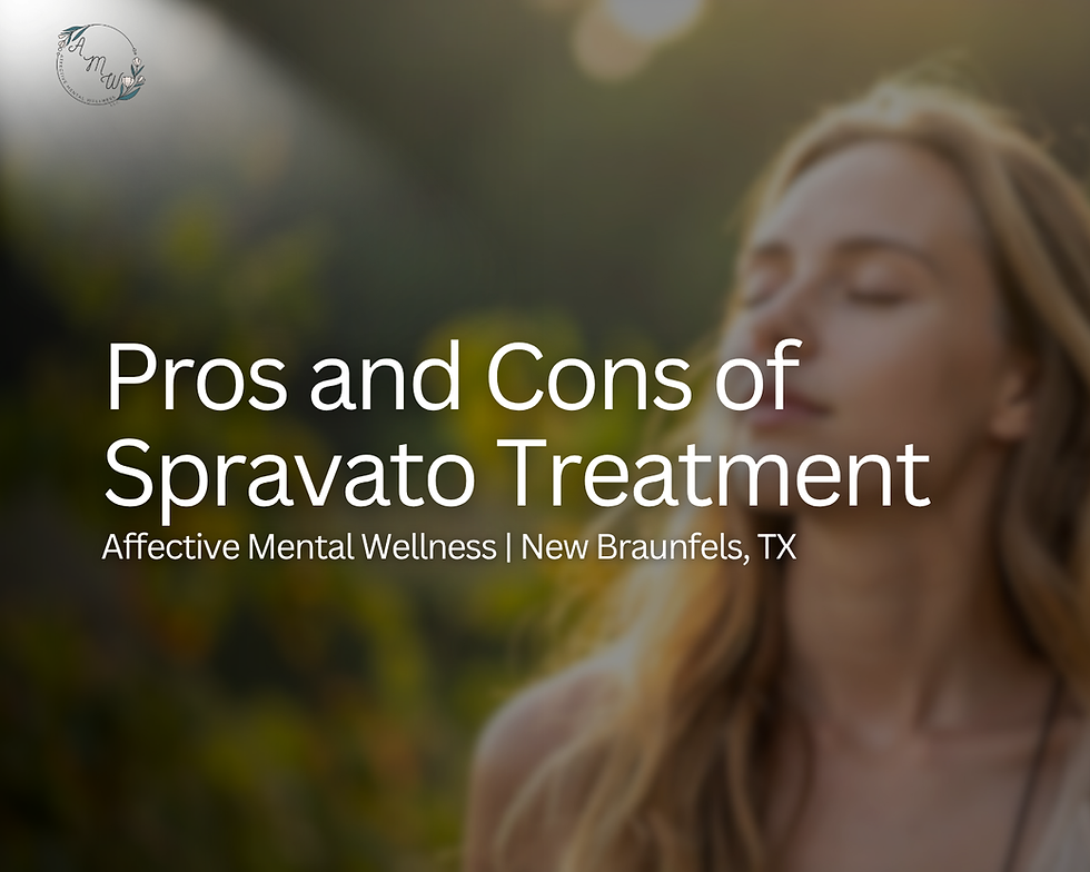 pros and cons of Spravato treatment with mental health provider in New Braunfels Texas
