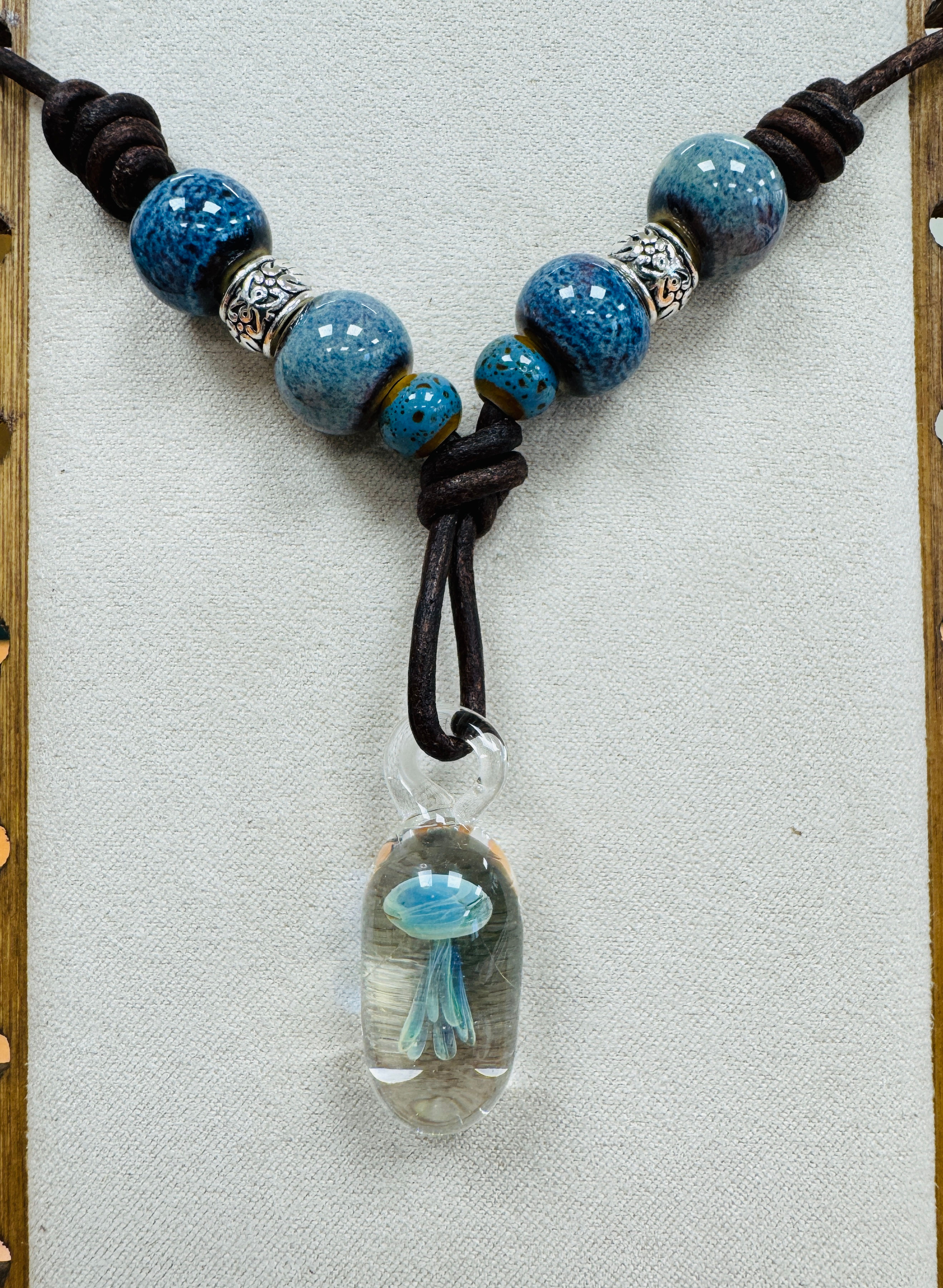 Jellyfish Pendant Necklace - Aqua