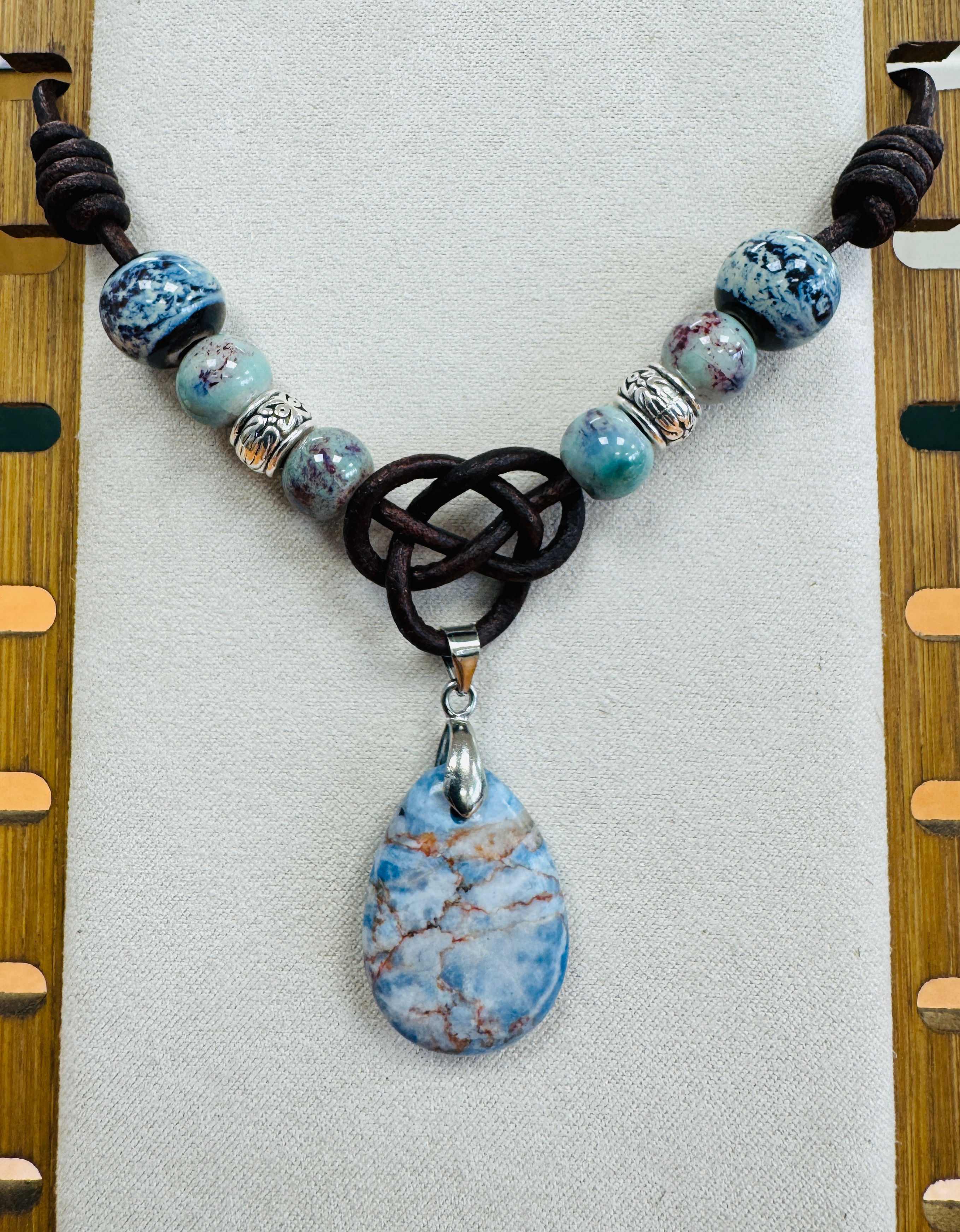 Sky Blue Jasper with Celtic knot