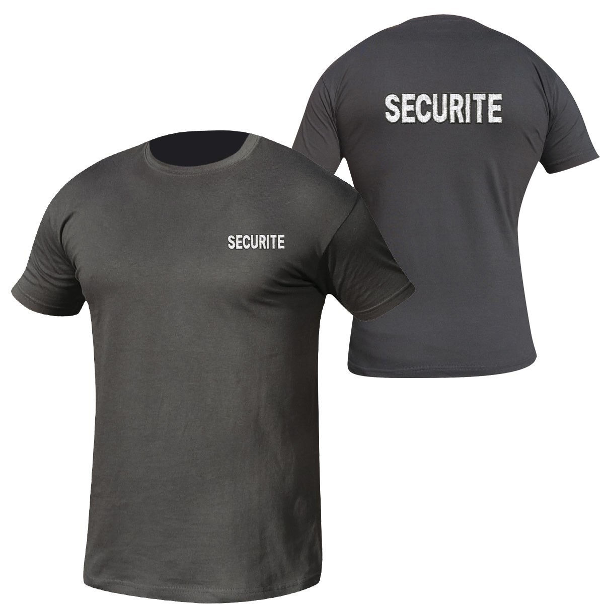 TEE SHIRT NOIR BRODE SECURITE MANCHES COURTES