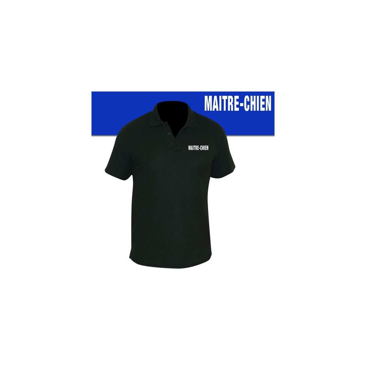 POLO NOIR MC IMPRIME MAITRE CHIEN