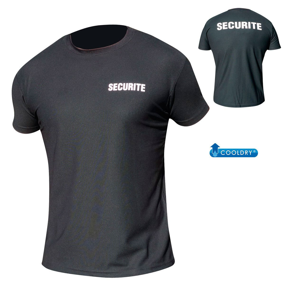 TEE SHIRT NOIR SECURITE COOLDRY MAILLE PIQUEE
