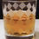 Thumbnail: Etched Rocks Whiskey Glass Checkered Design with whiskey in glass