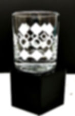 Etched whiskey rocks glass with diamond key design