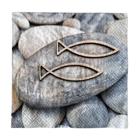 Servítka - Symbol ryby na kameni