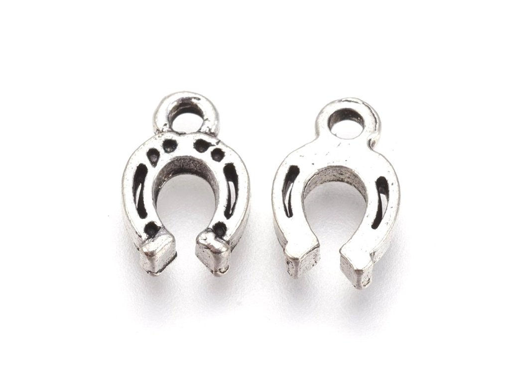 Prívesok - Podkova staro-striebro 12 x 8 mm