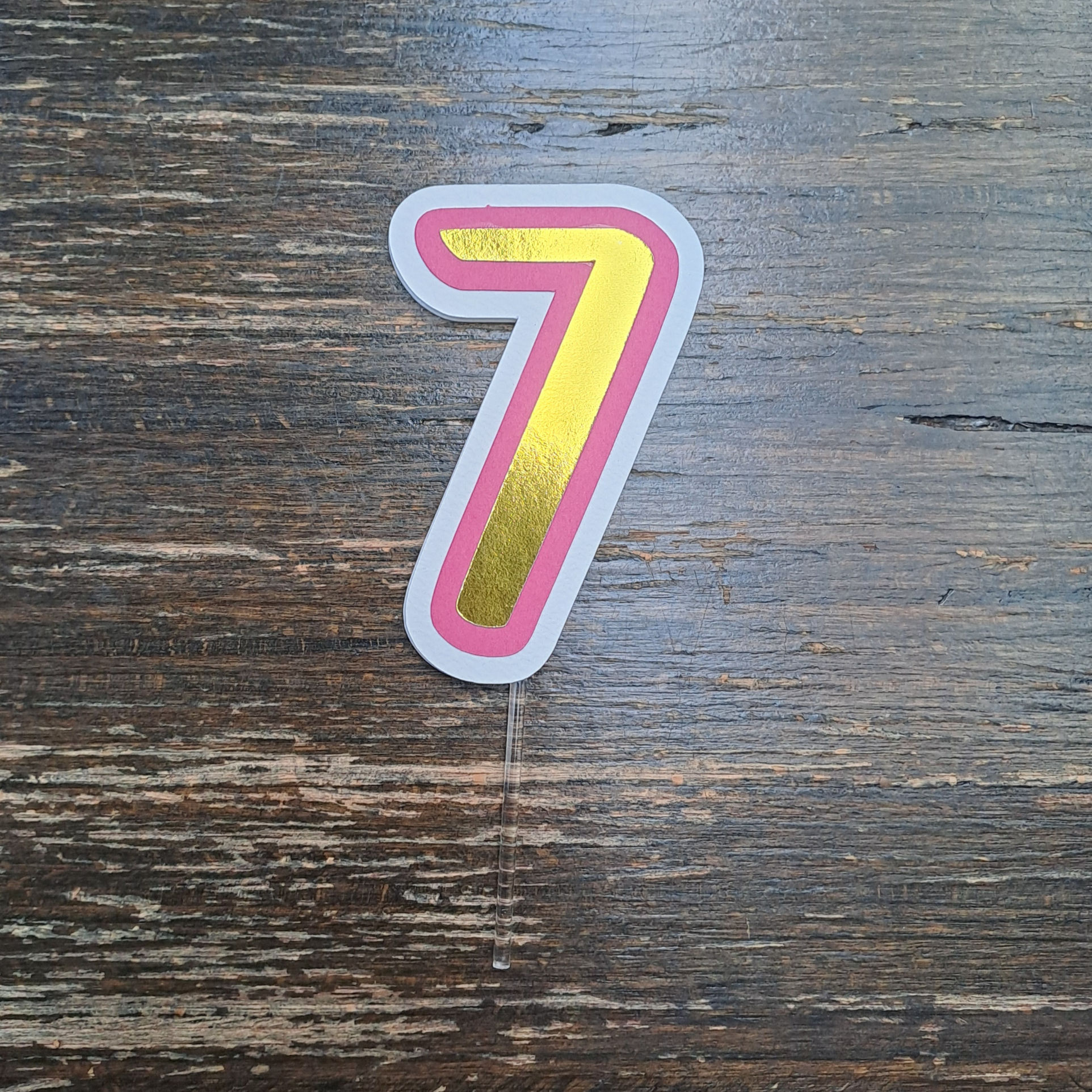Number Topper - Rose et doré - Chiffre 7
