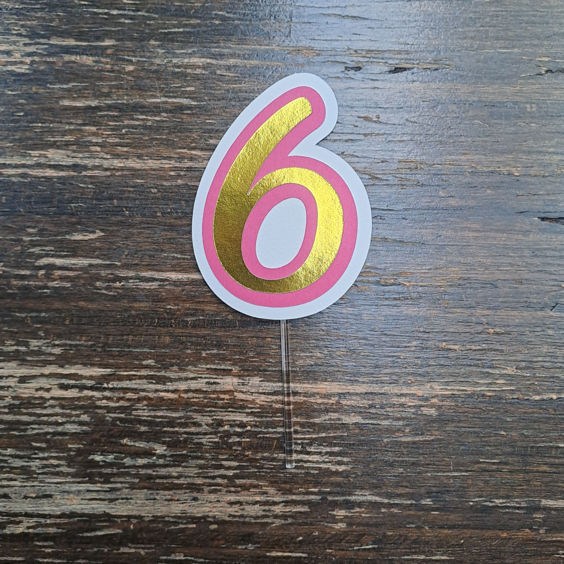 Number Topper - Rose et doré - Chiffre 6