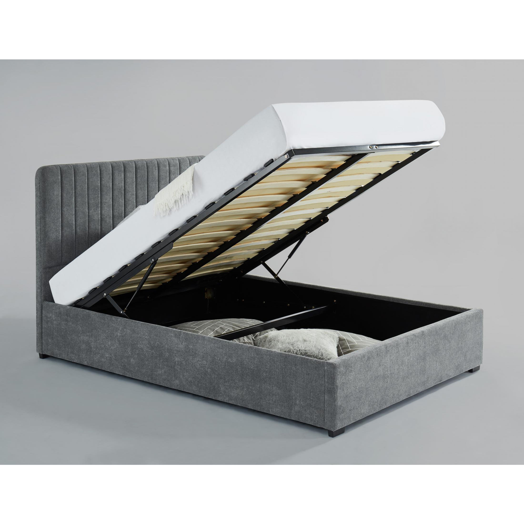 Livingstone Ottoman Bed Grey Storage View