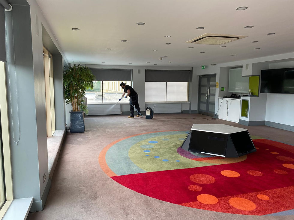 Application of  Stain Protection on a multicolour carpet
