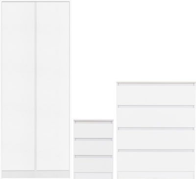 Malvern White Trio Bedroom Set Front View