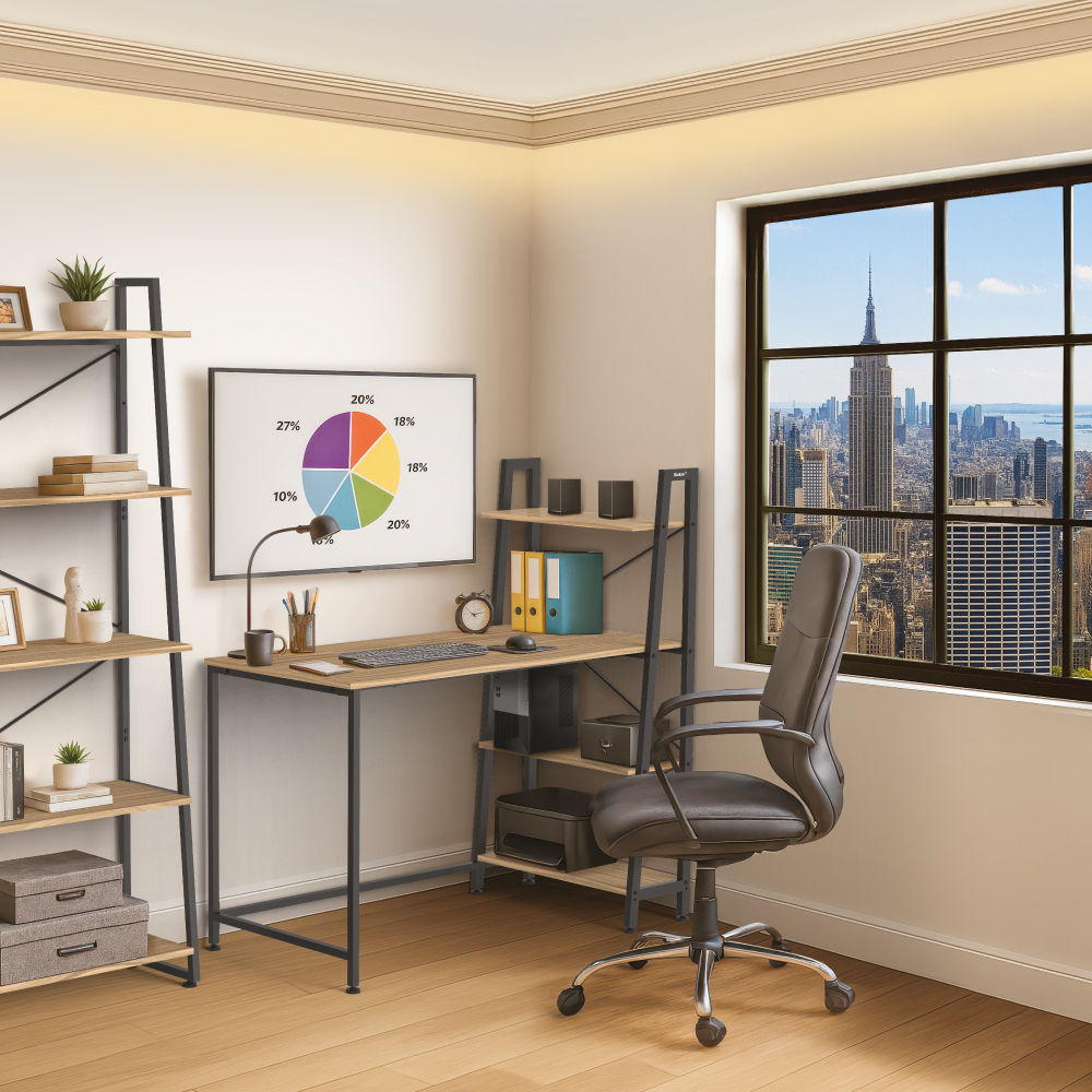 דגם כרמל - שולחן למידה ועבודה ברקן ברוחב 120 ס"מ + 3 מדפים