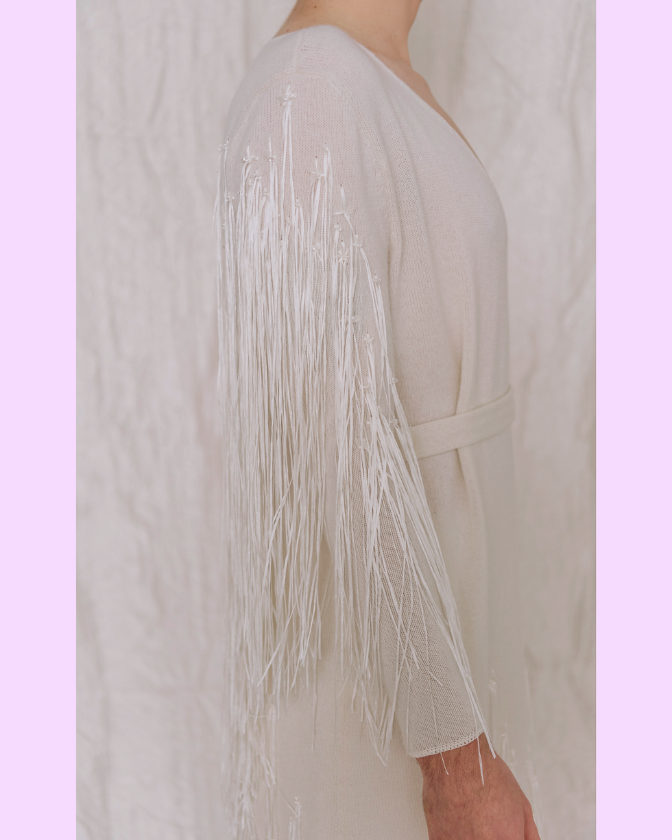 Thumbnail: Shooting Star Fringe Wrap Dress, by Esther Andrews