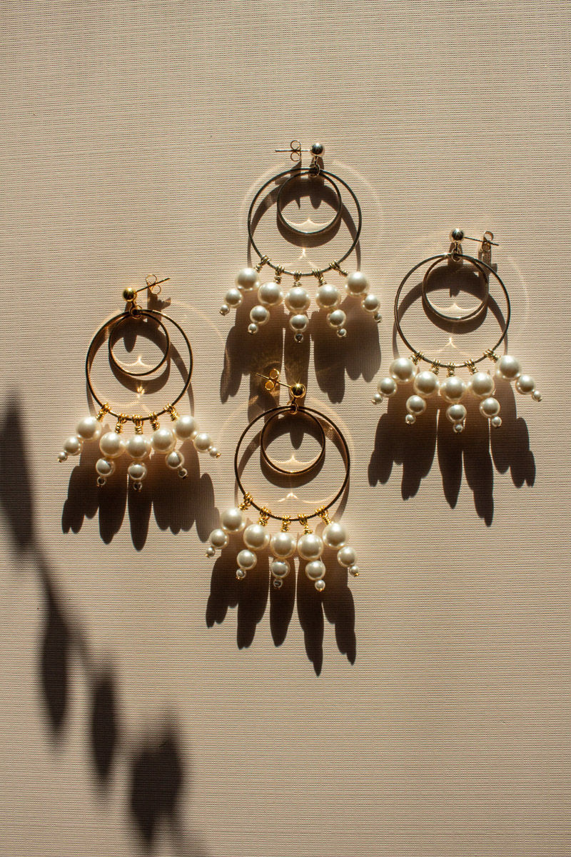 Thumbnail: Darcy Pearl Burst Earrings, by Alyson Nicole