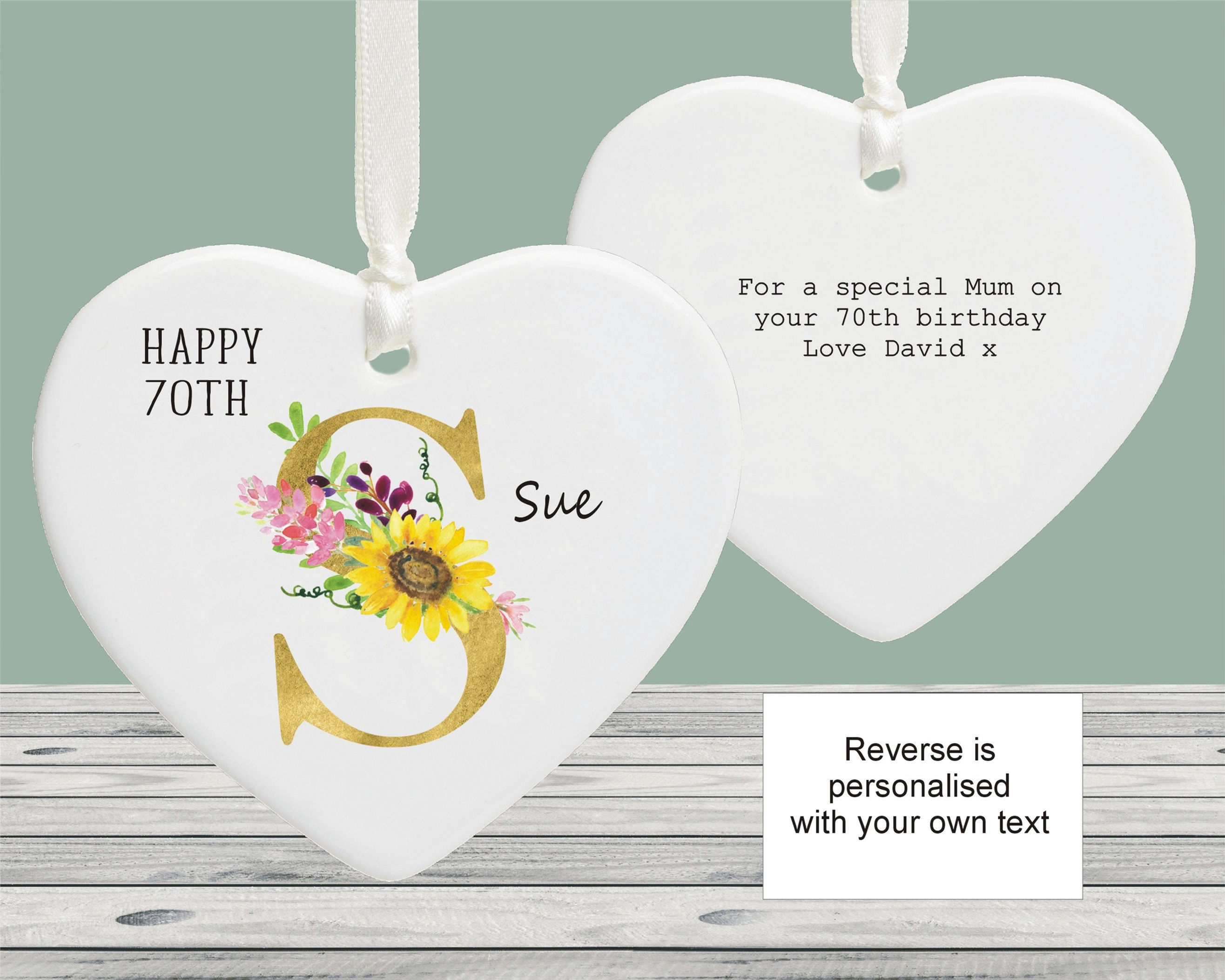 Personalised Initial 70th Birthday Ceramic Ornament Decoration Keepsake