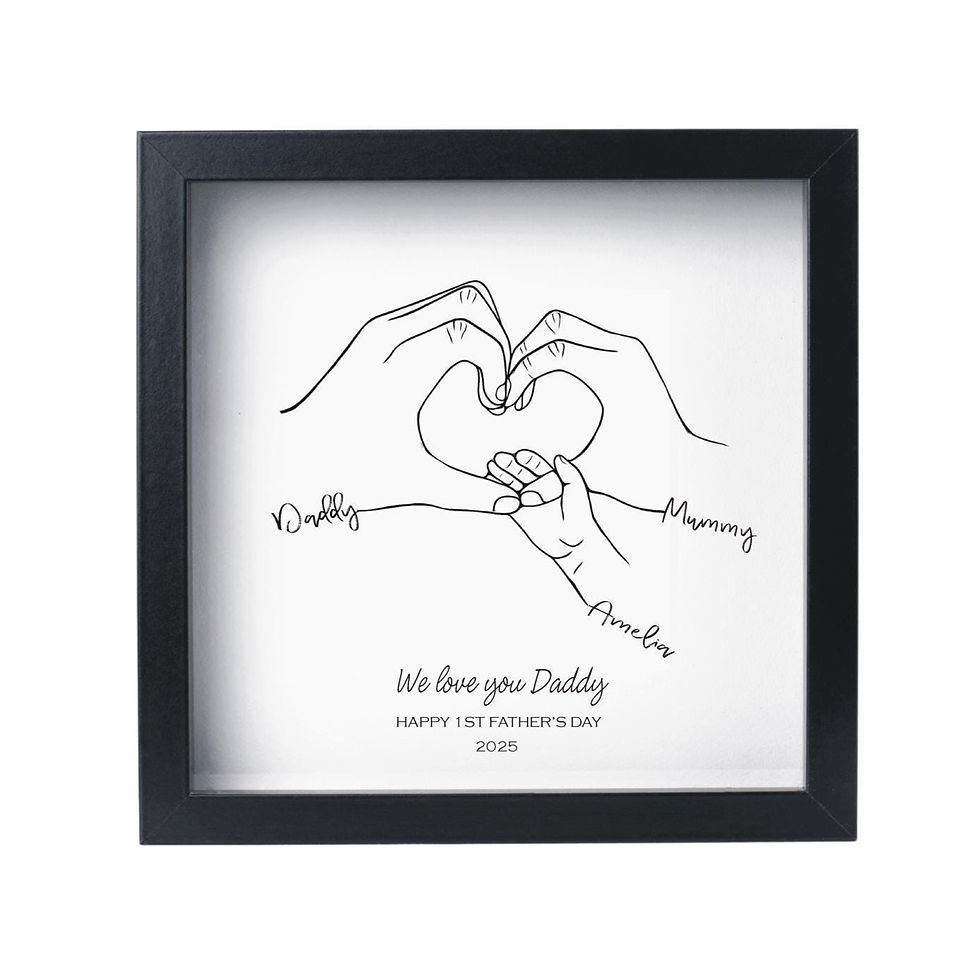 Thumbnail: First Father's Day Personalised Family Hands Illustration Framed Artwork Gift