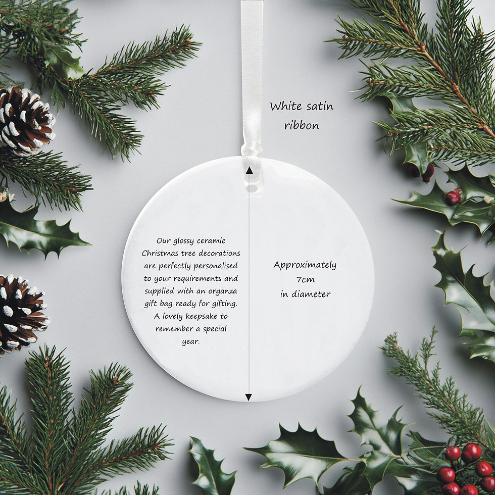 Thumbnail: measurements for ceramic Christmas round ornament