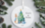 Round ceramic Peter Rabbit tree bauble keepsake gift for a baby's 1st Xmas