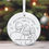 Thumbnail: 1st Christmas as a family ceramic Christmas tree ornament personalise with 3 names. Illustrated with line drawing