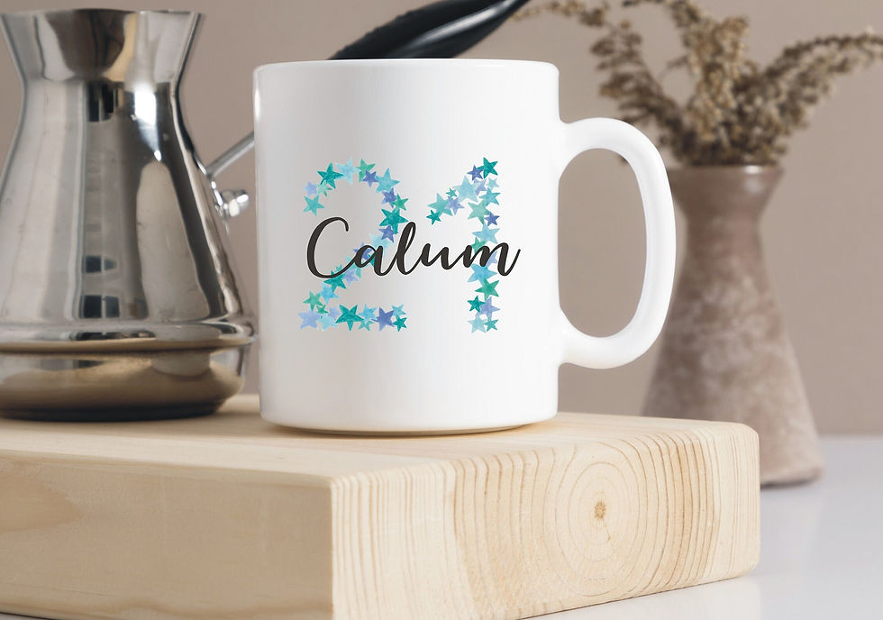 Thumbnail: Blue Stars Mug and Coaster Commemorative Milestone 21st Birthday Gift Set