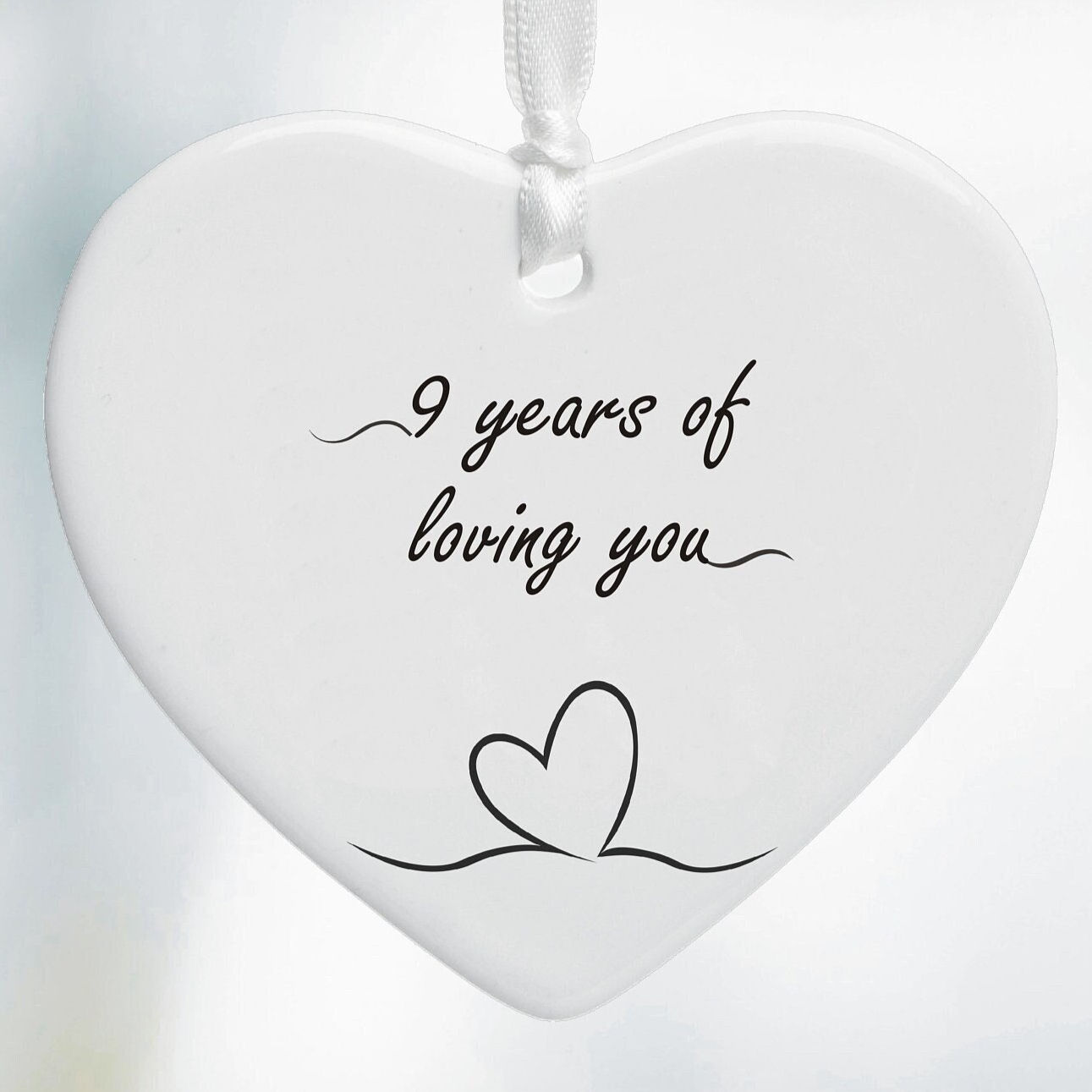 9 Years Of Loving You' Pottery 9th Wedding Anniversary Ceramic Heart Keepsake