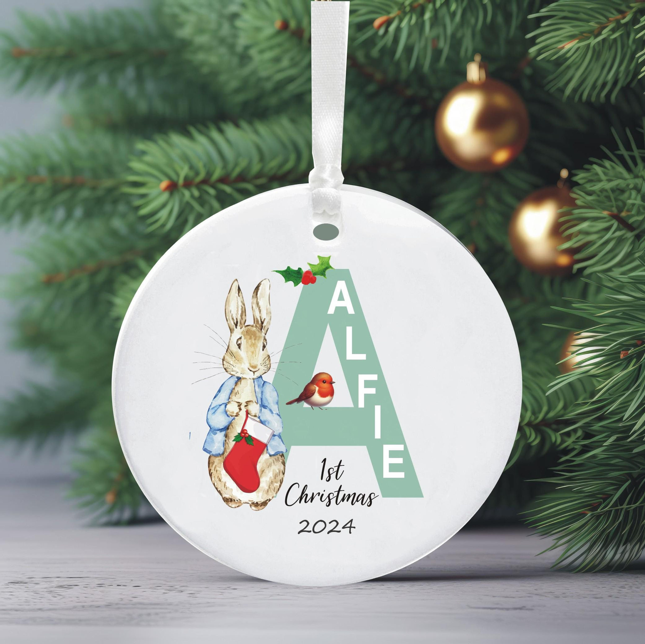 Peter Rabbit Personalised 1st Christmas Tree Decoration Bauble Keepsake Gift