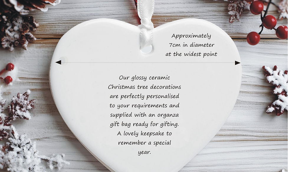 Thumbnail: measurements for ceramic heart Christmas tree decoration