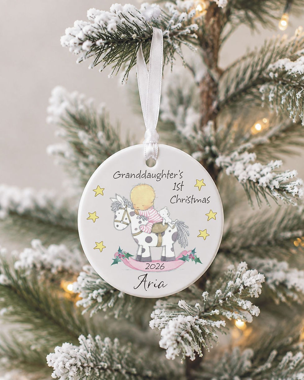 Personalised granddaughter Christmas hanging decoration