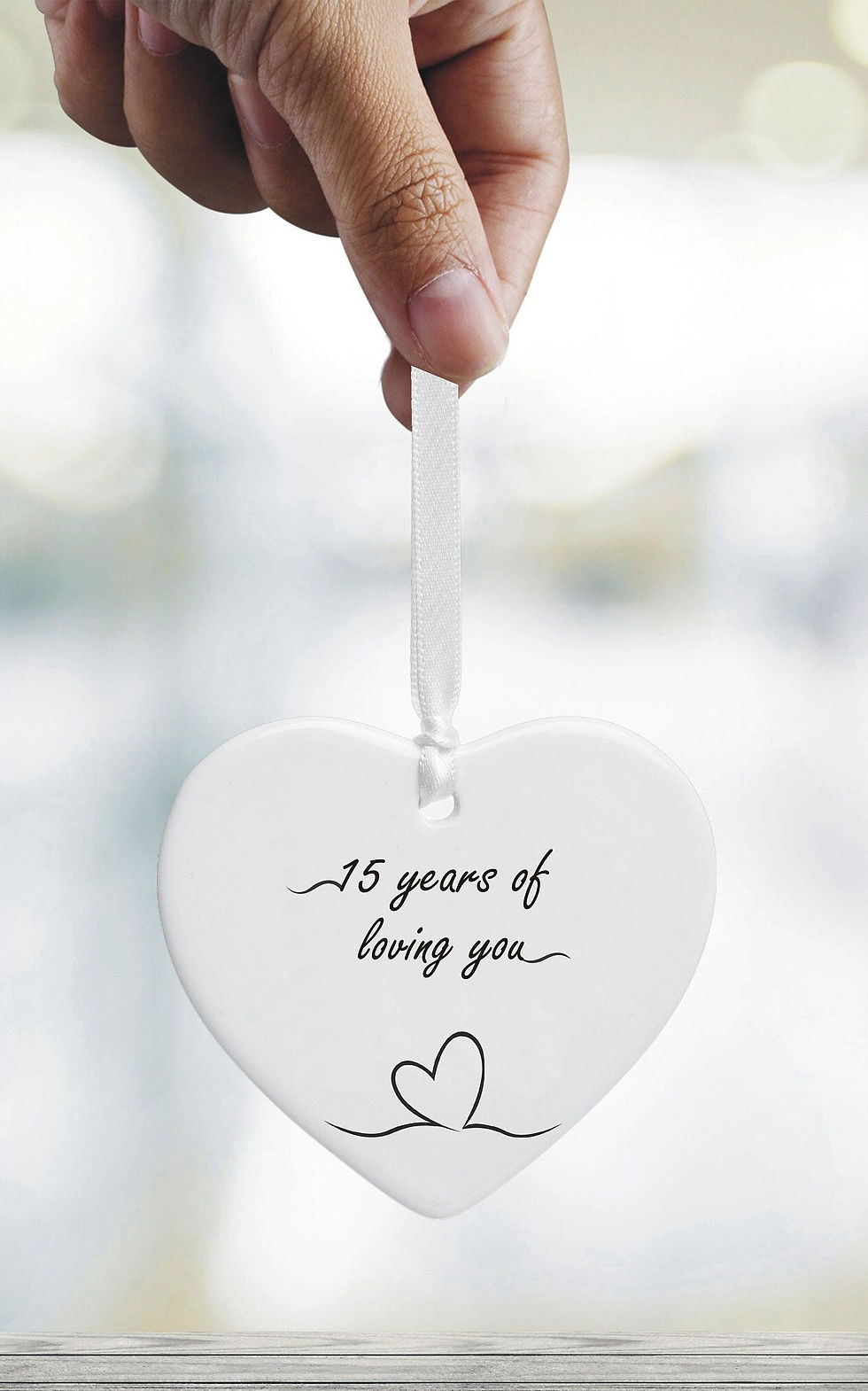 Thumbnail: 15 Years Of Loving You' 15th Wedding Anniversary Ceramic Heart Keepsake Gift