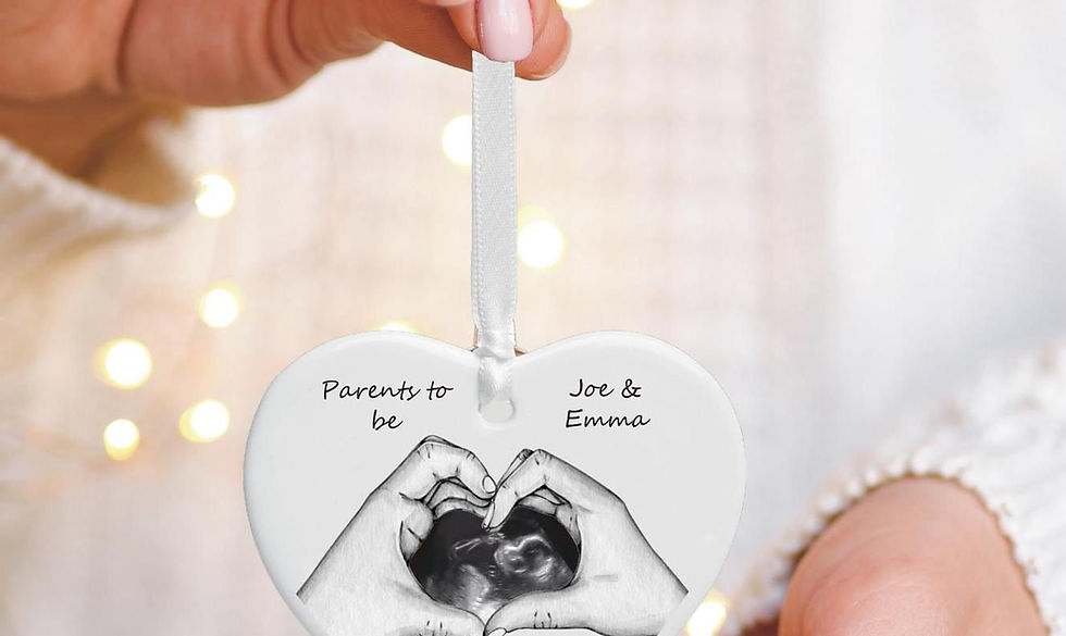 Thumbnail: last Christmas as a couple before baby's arrival ceramic ultrasound tree decoration keepsake