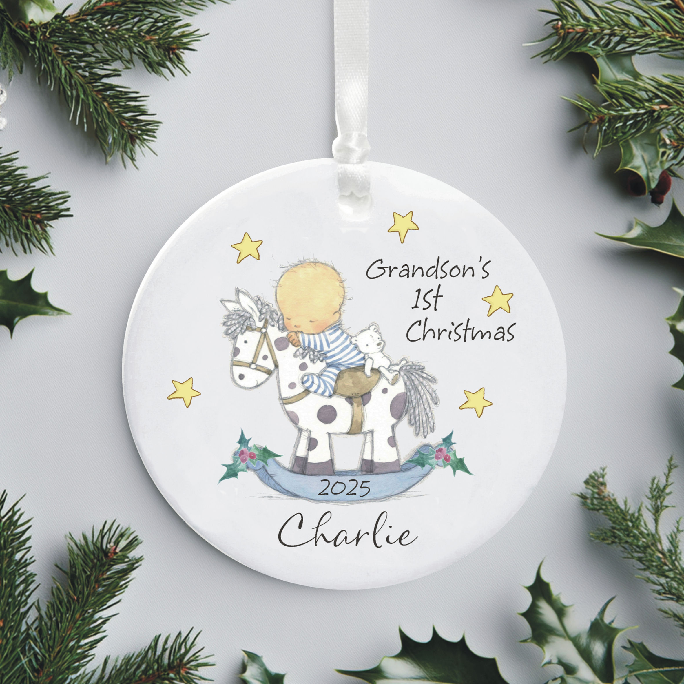 Personalised Grandson's 1st Christmas tree decoration