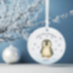 Thumbnail: Baby's 1st Christmas ceramic ornament illustrated with a penguin watercolour and personalised with baby's name