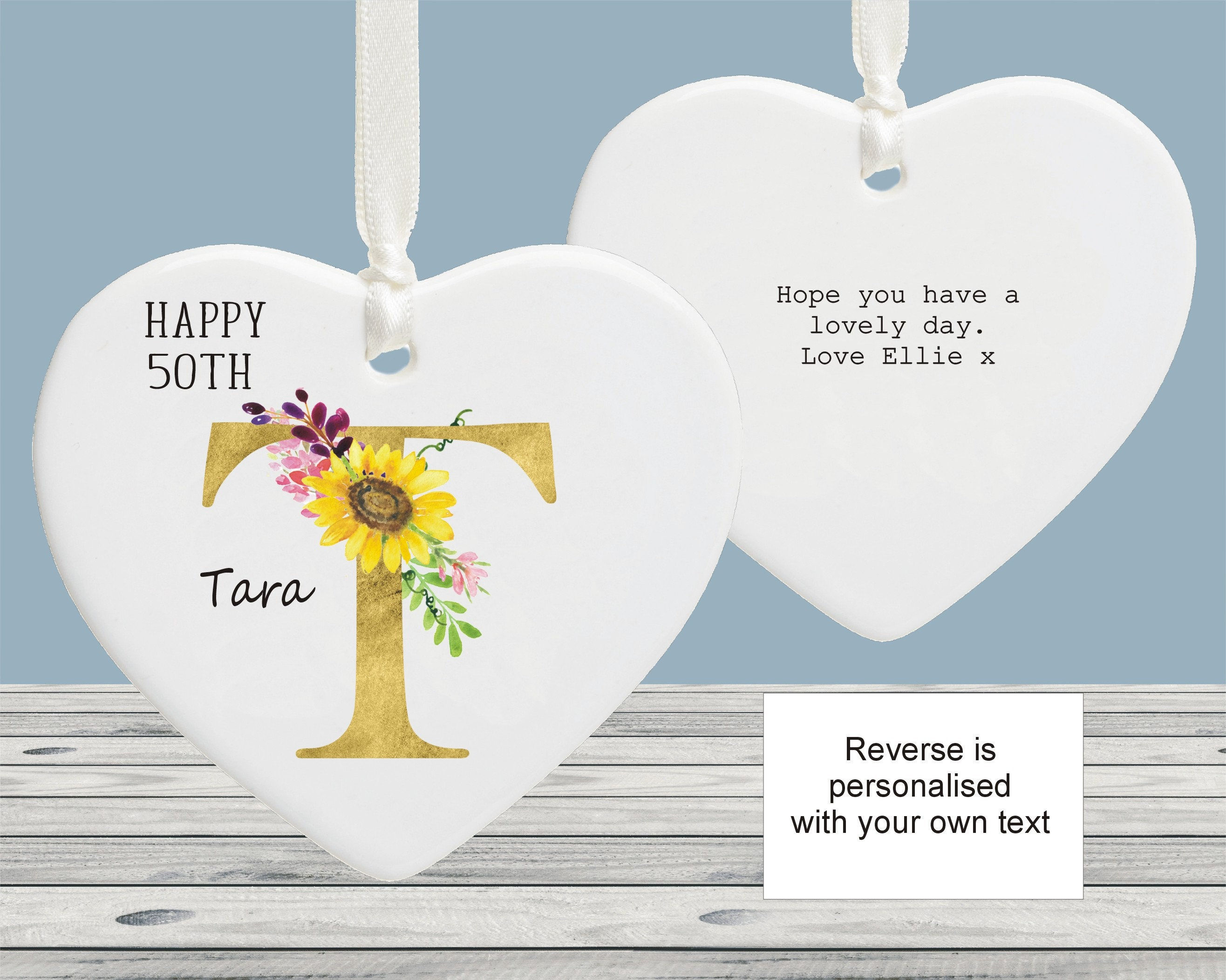 Personalised Initial 50th Birthday Ceramic Ornament Decoration Keepsake