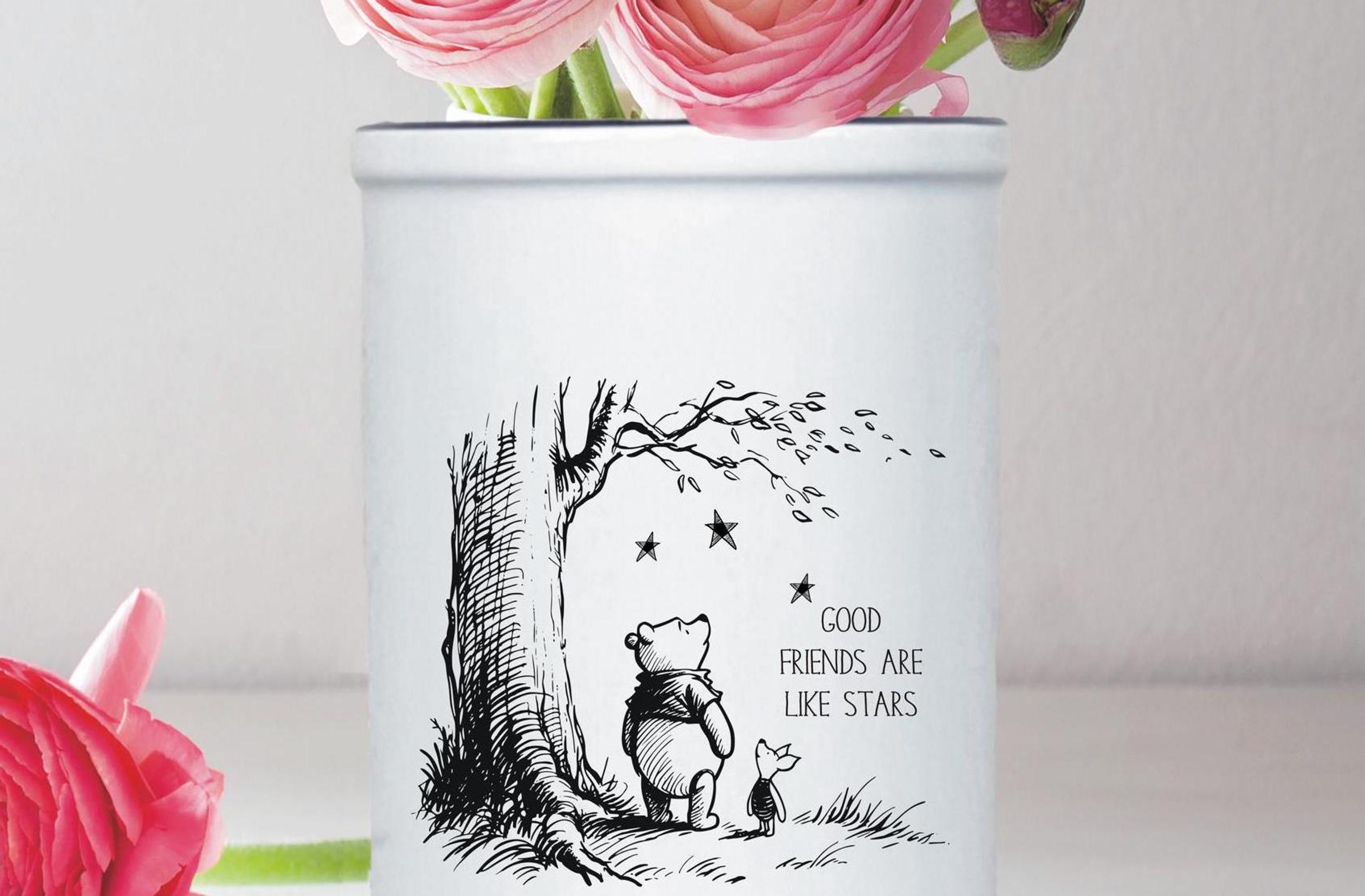 Winnie The Pooh 'Good Friends Are Like Stars' Personalised Special Friend Vase