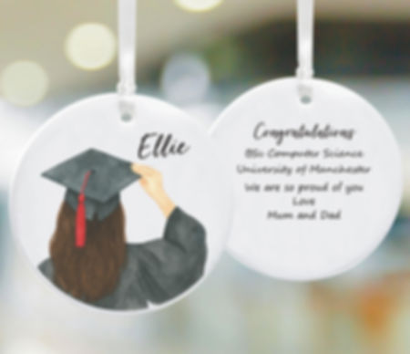 Student Wearing Mortarboard Personalised Round Ceramic Keepsake Graduation Gift