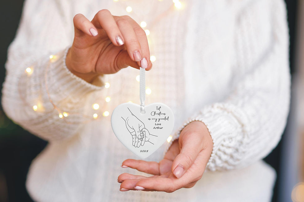 Thumbnail: First Christmas as a Grandad Illustrated Hands Personalised Tree Decoration