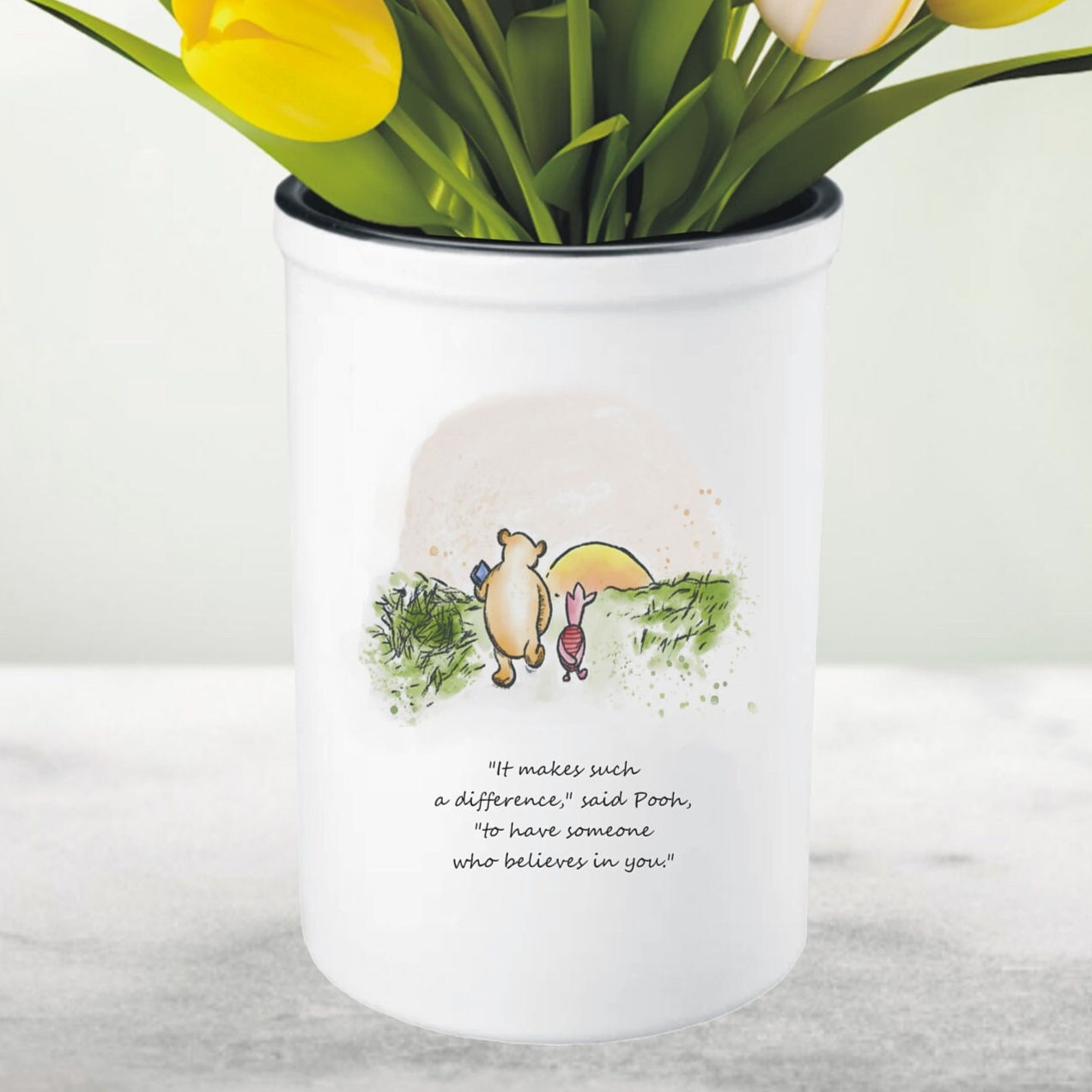 Personalised Winnie The Pooh 'It Makes Such A Difference...' Teacher Vase